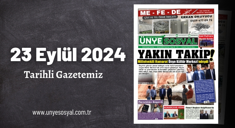 Ünye Sosyal Gazetesi – 23 Eylül 2024