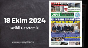 18 Ekim 2024 – Ünye Sosyal Gazetesi