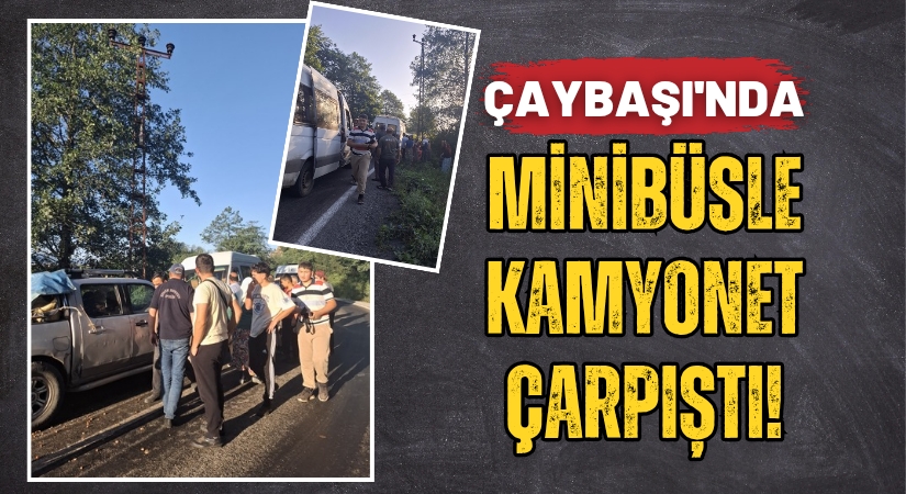 Çaybaşı’nda minibüs ile kamyonet kafa kafaya çarpıştı!