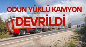 Odun Yüklü Kamyon Devrildi!