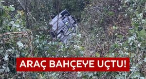 Yoldan Çıkan Otomobil Bahçeye Uçtu!