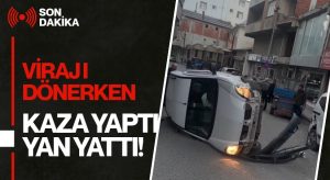 Korgan Tepealan’da Korkutan Kaza: Otomobil Yan Yattı