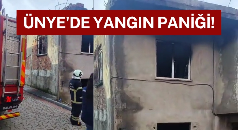 ÜNYE’DE METRUK BİNADA YANGIN PANİĞİ