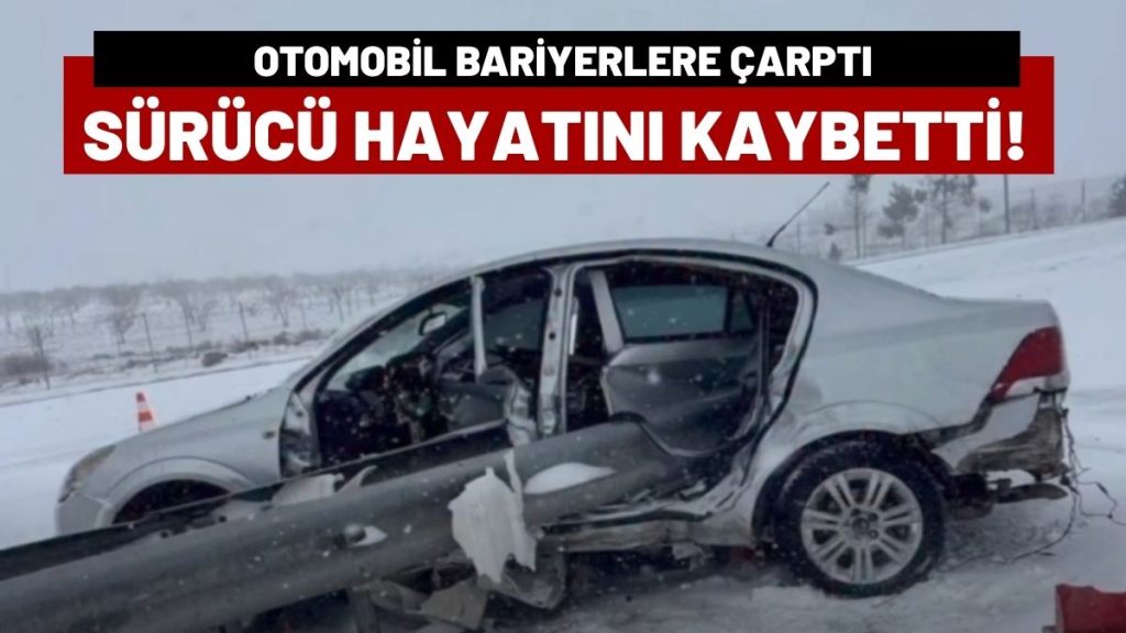 Otobanda Kar Faciası: Kontrolden Çıkan Otomobil Bariyerlere Saplandı!