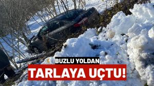 Ünye’de Buzlanma Kazayı Getirdi: Otomobil Tarlaya Uçtu!