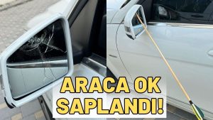 Bursa’da Bir Araca Ok Saplandı! İlginç Olay!