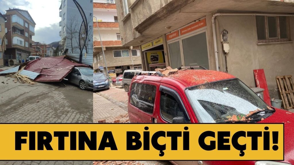 Şiddetli Rüzgar Çatıyı Uçurdu: 4 Araç Hurdaya Döndü