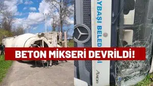 Çaybaşı Belediyesi Beton Mikseri Devrildi: 1 Yaralı