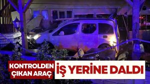 Yağış Kazayı Beraberinde Getirdi: Kontrolden Çıkan Araç İş Yerine Daldı!
