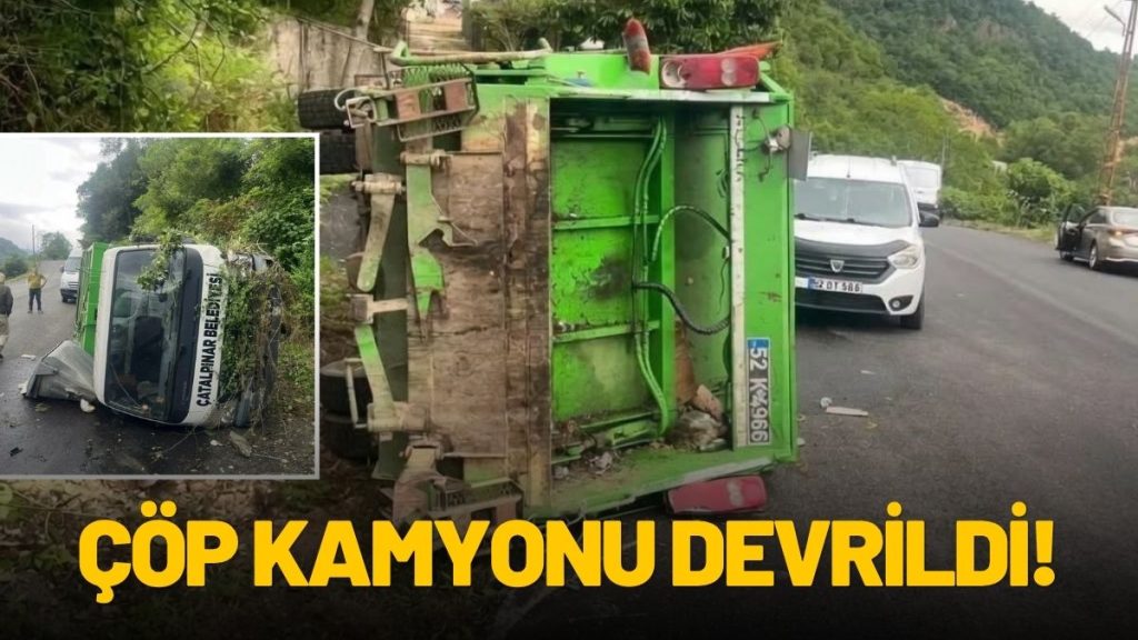Çöp Kamyonu Devrildi: Belediye Personeli Kazayı Hafif Atlattı