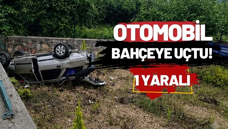 Otomobil Bahçeye Uçtu: 1 Yaralı